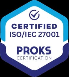 ISO/IEC 27001 certificate issued by PROKS Certification