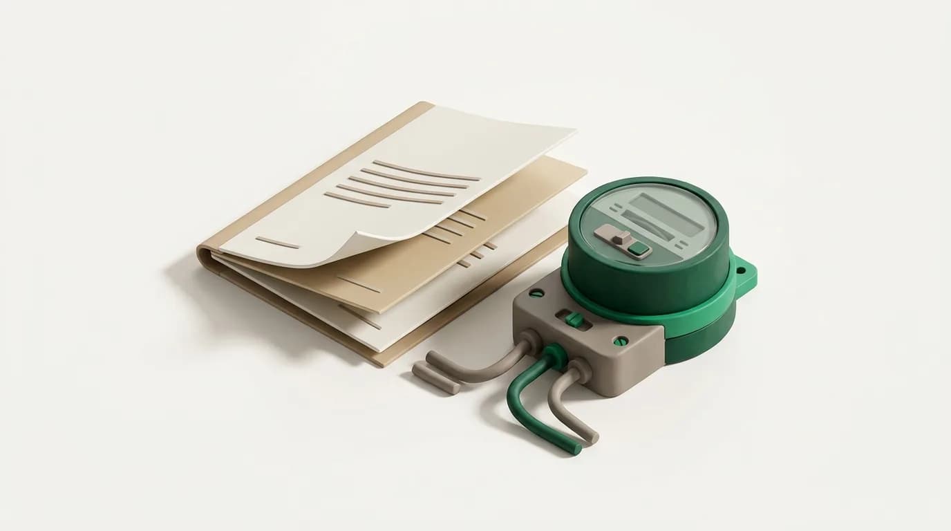 An electricity supply contract beside a grid meter reading