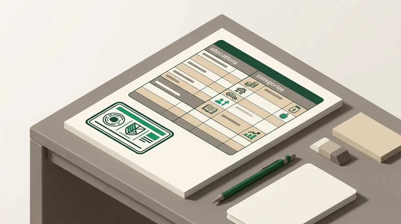 A stamped allowance allocation table on an official desk